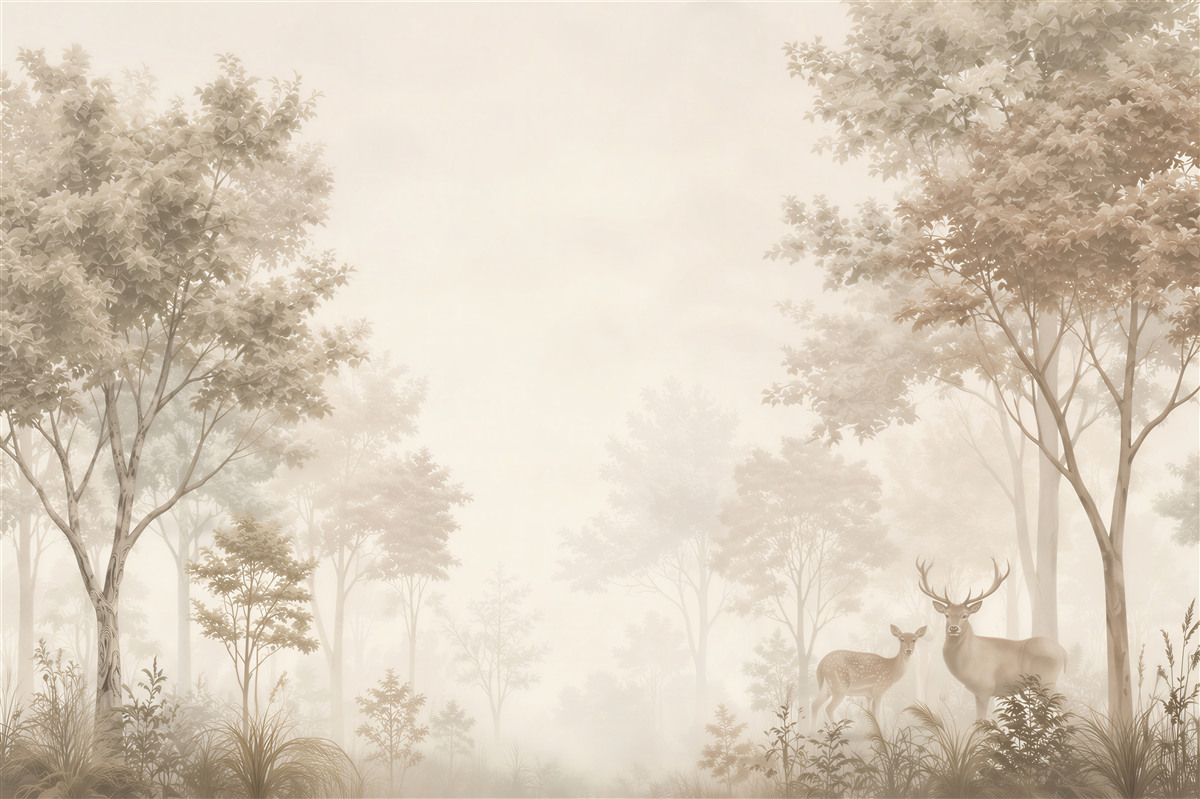 Papier peint Forêt magique avec des cerfs