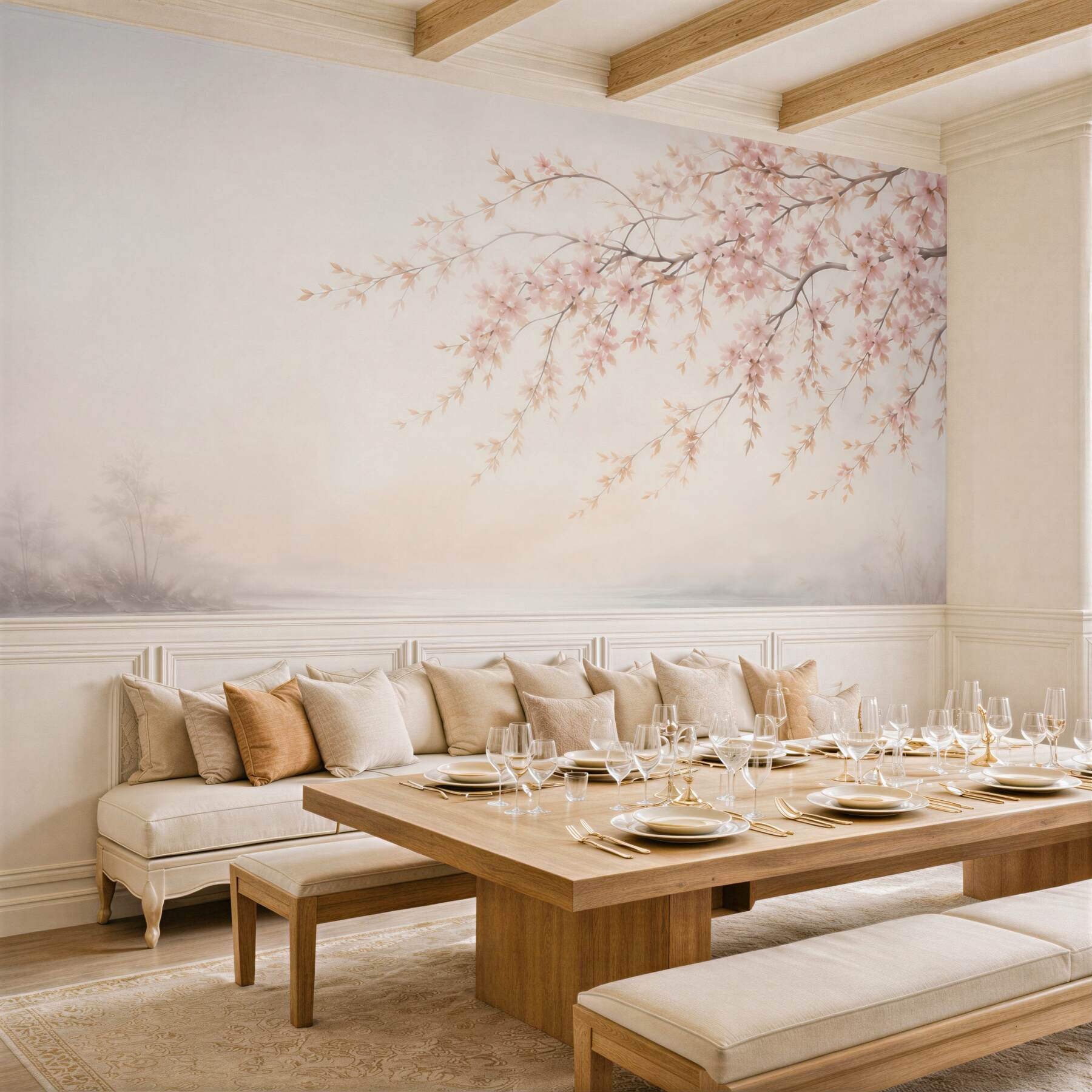 Papier peint Fleurs Sakura Romantiques