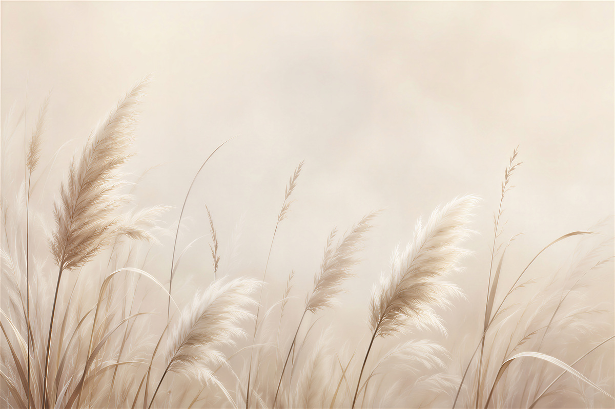 Papier peint Doux Pampas en Tons Beiges