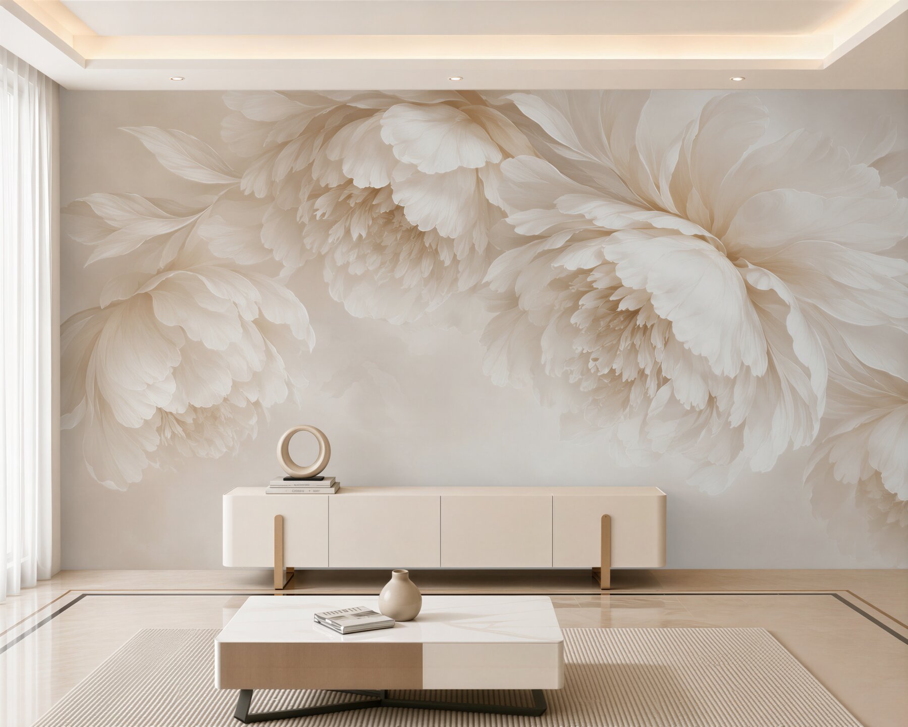 Papier peint Pivoines Blanches Élégantes
