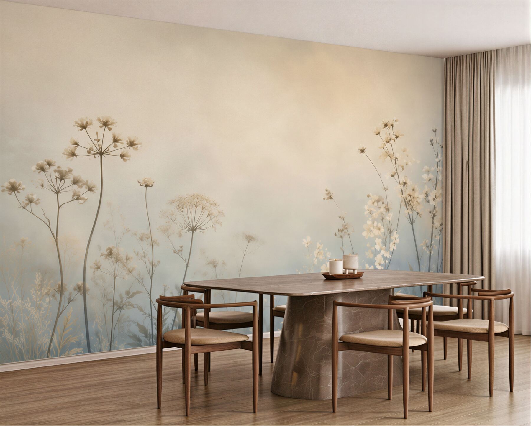 Papier peint Marguerites Romantiques sur Mur