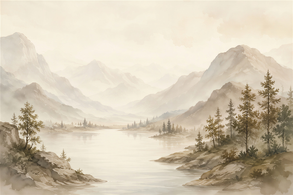Papier peint Montagnes et Lac Ambiants