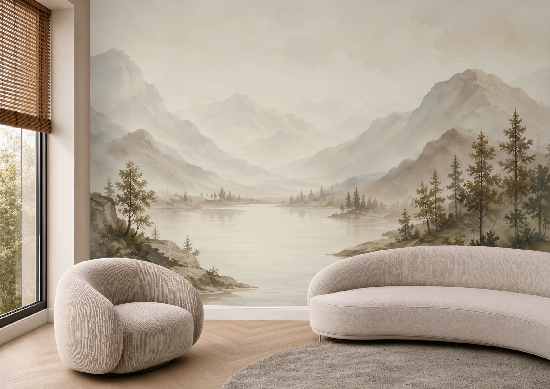 Papier peint Montagnes et Lac Ambiants