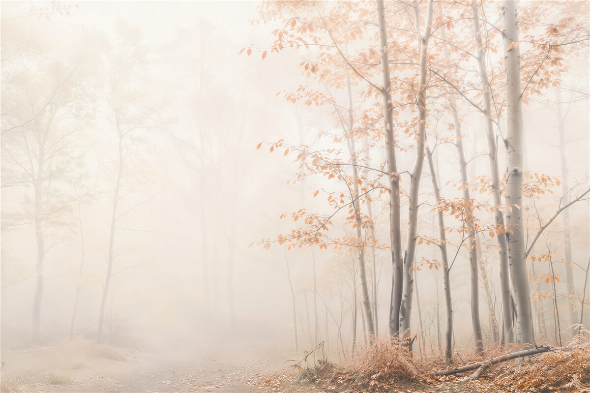 Papier peint Bouleaux magiques dans la brume