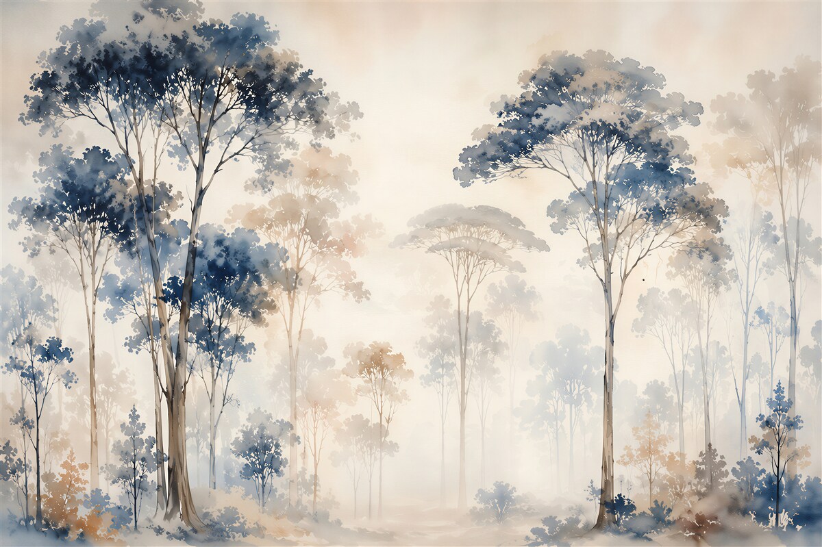 Papier peint Brume forestière aquarelle