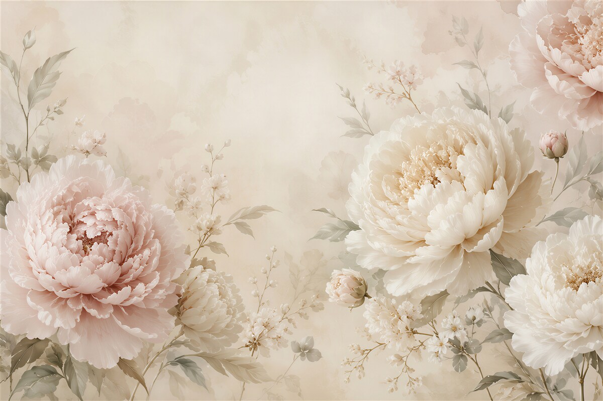 Papier peint Pivoines délicates en pastels