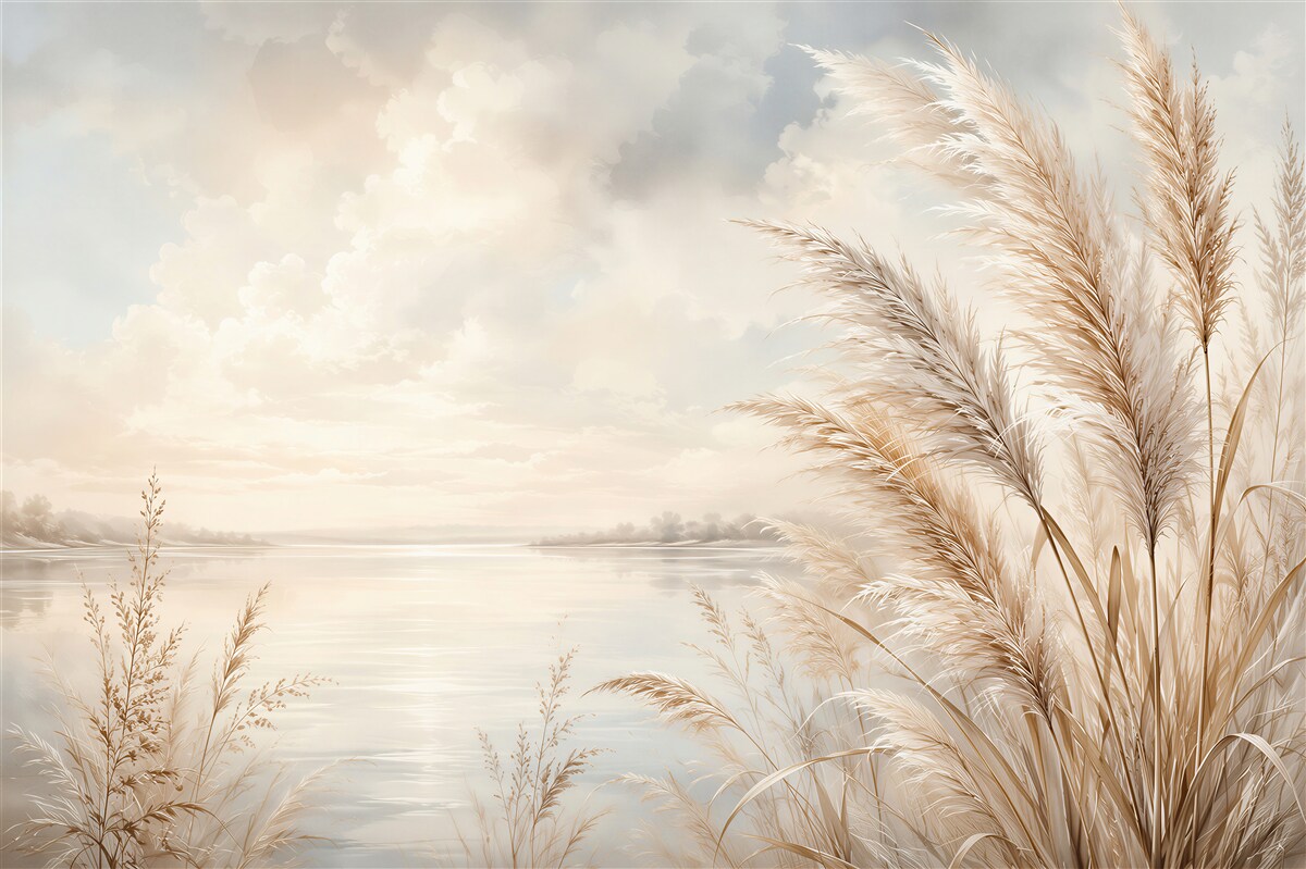 Papier peint Prairie enchanteresse au bord du lac