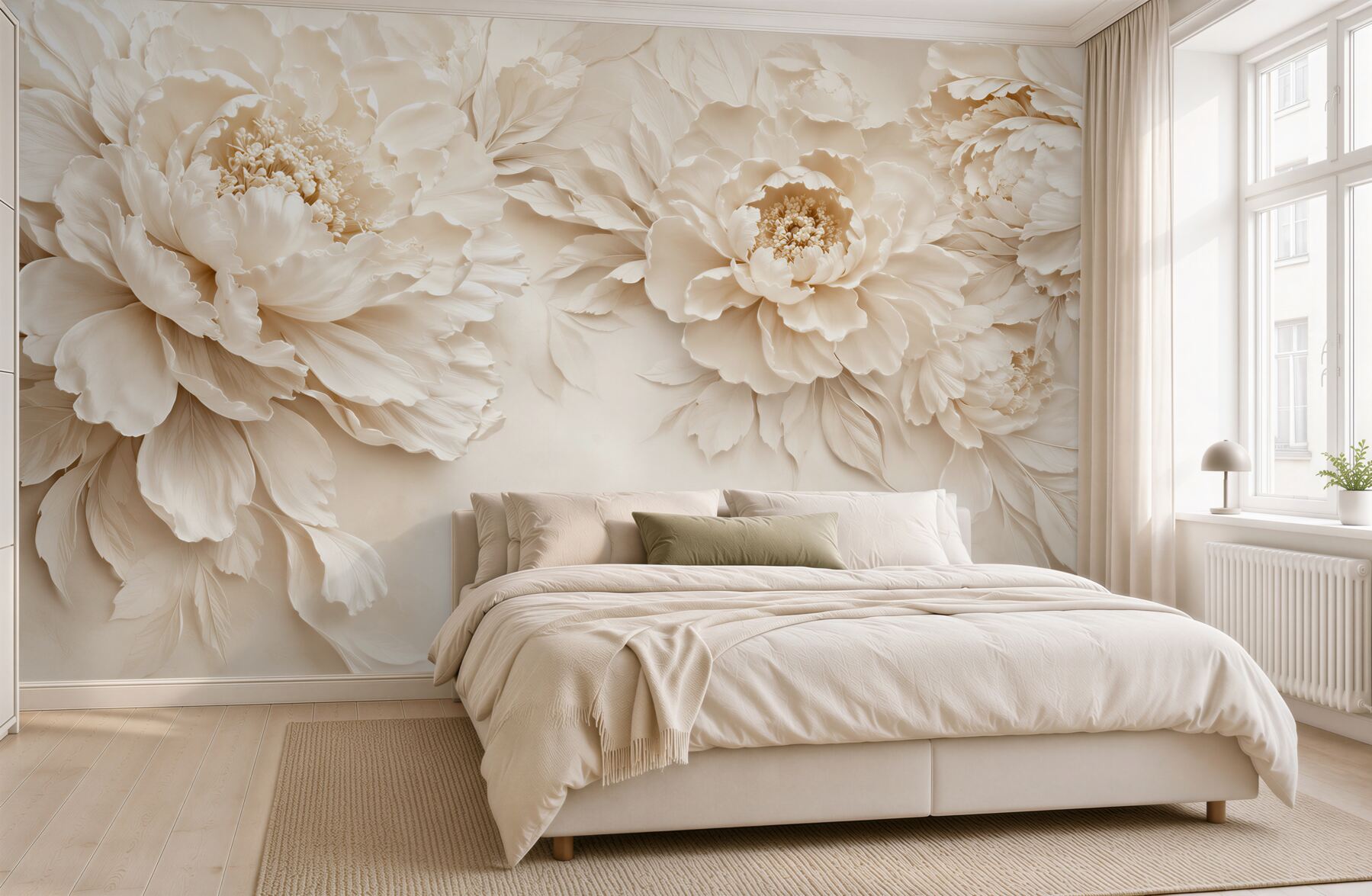 Papier peint Pivoines crémeuses élégantes