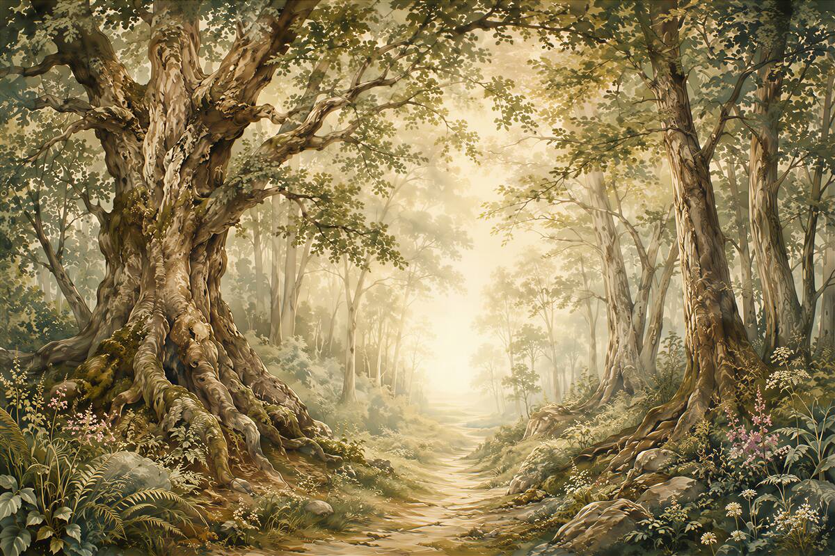 Papier peint Forêt magique à l'aube
