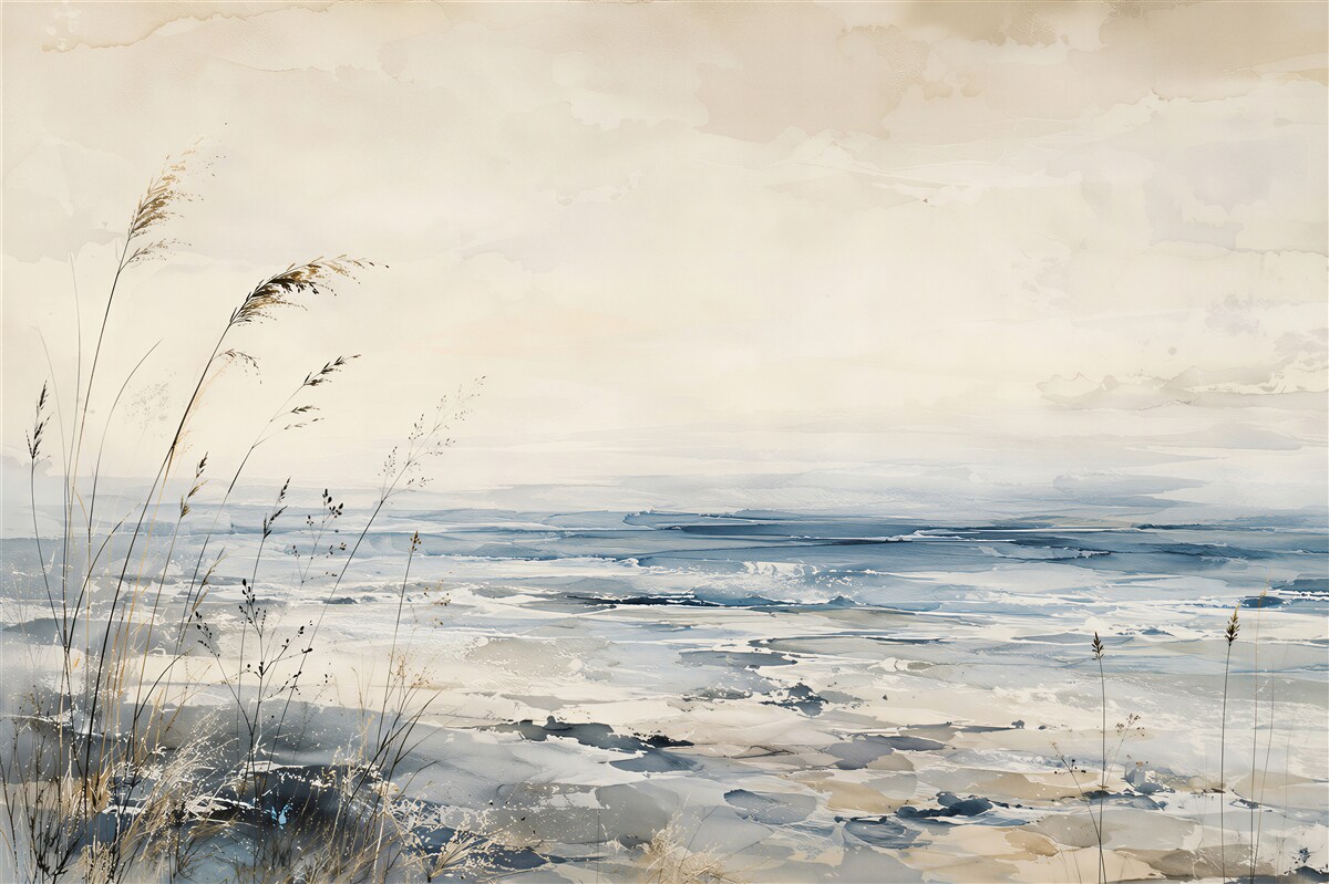 Papier peint Mer pastel aquarelle