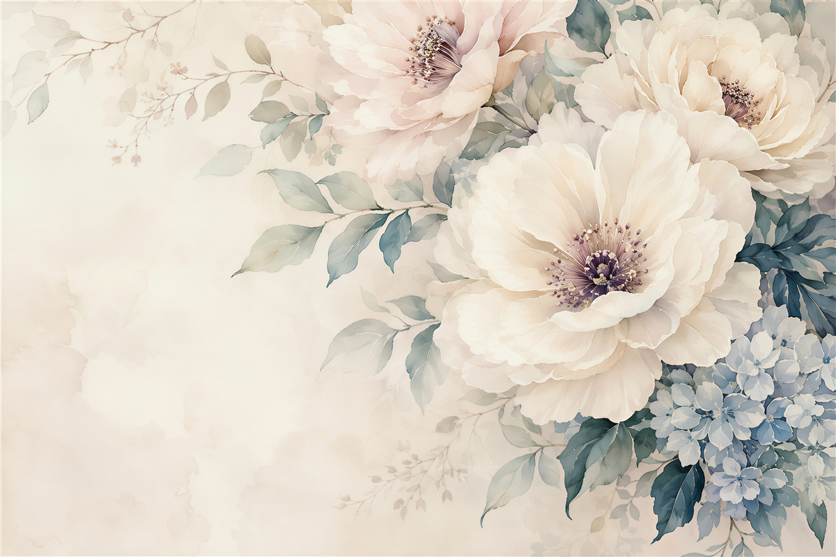 Papier peint Aquarelle de pâquerettes délicates