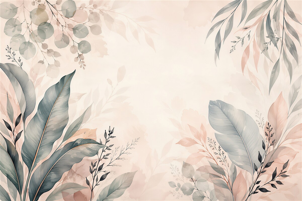 Papier peint Motif subtil de feuilles aquarelle