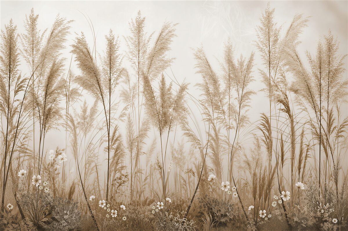 Papier peint Élégance naturelle : herbes et fleurs