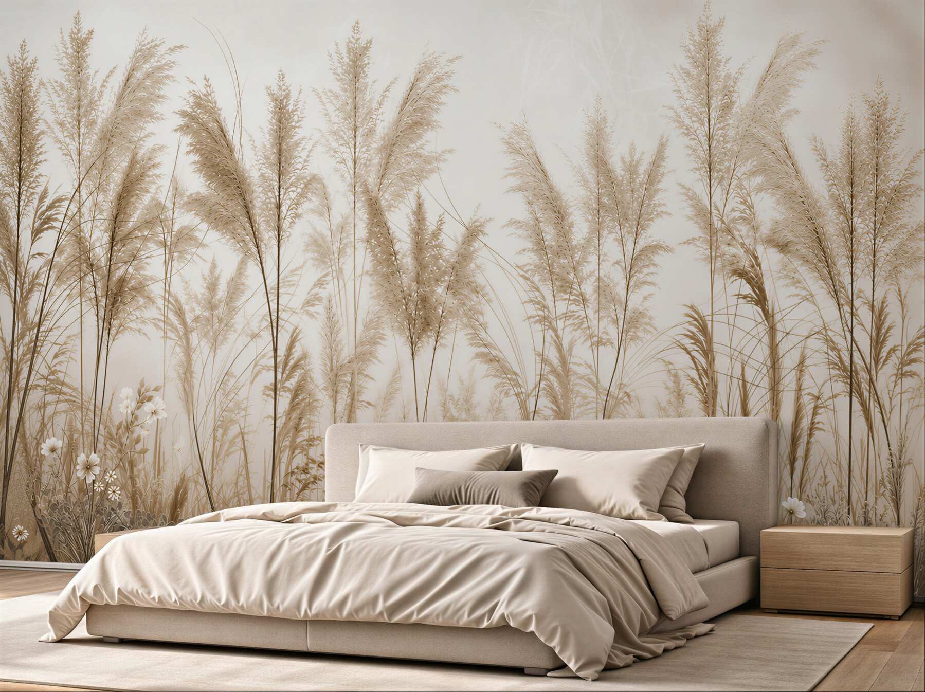 Papier peint Élégance naturelle : herbes et fleurs