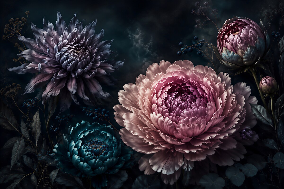 Papier peint Pivoines sombres d'élégance