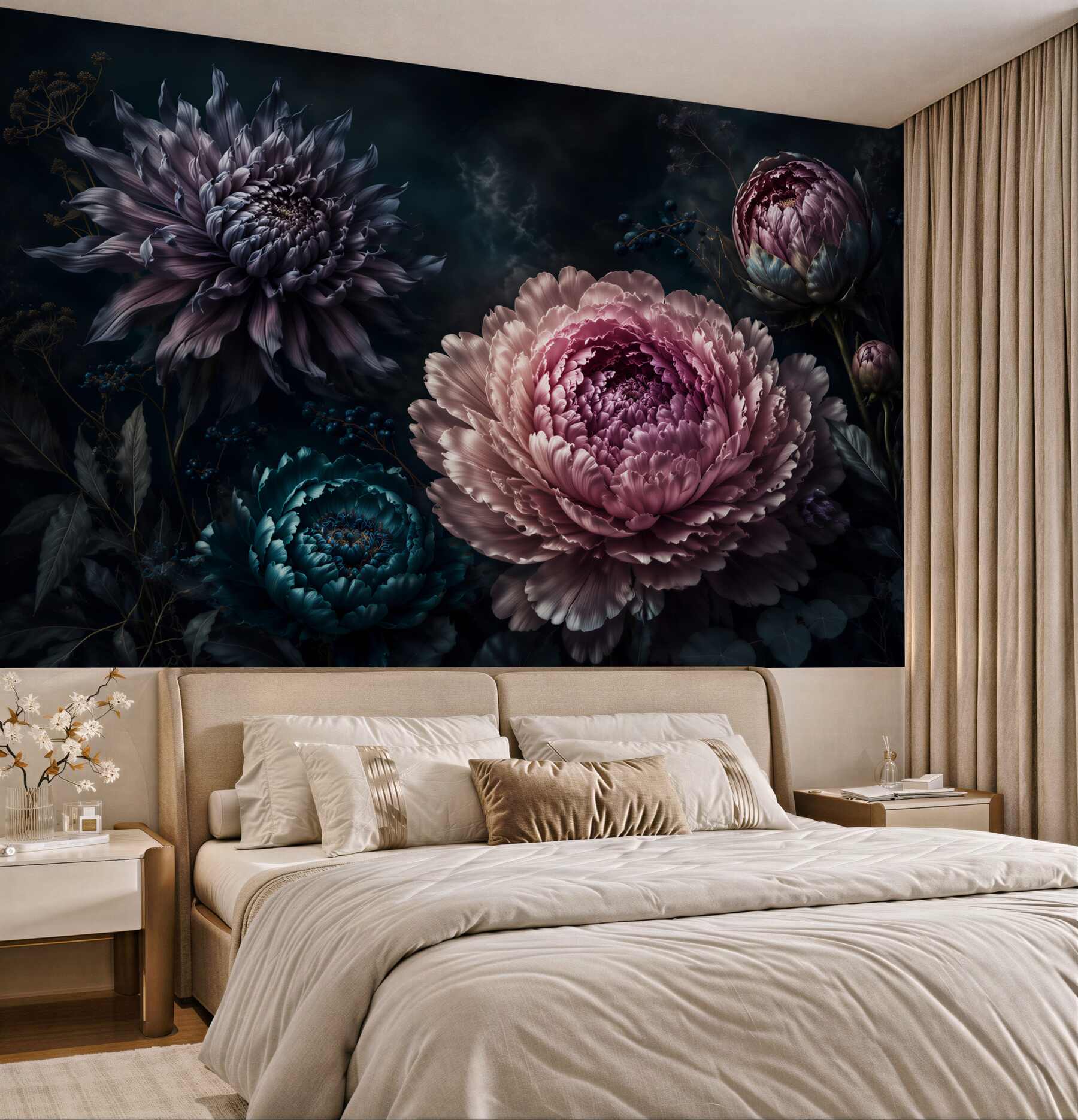 Papier peint Pivoines sombres d'élégance