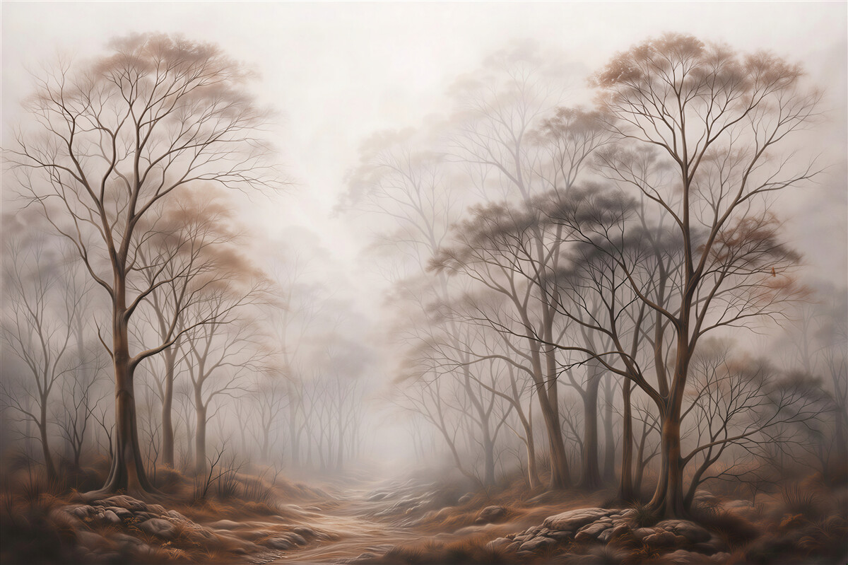 Papier peint Forêt mystérieuse dans le brouillard