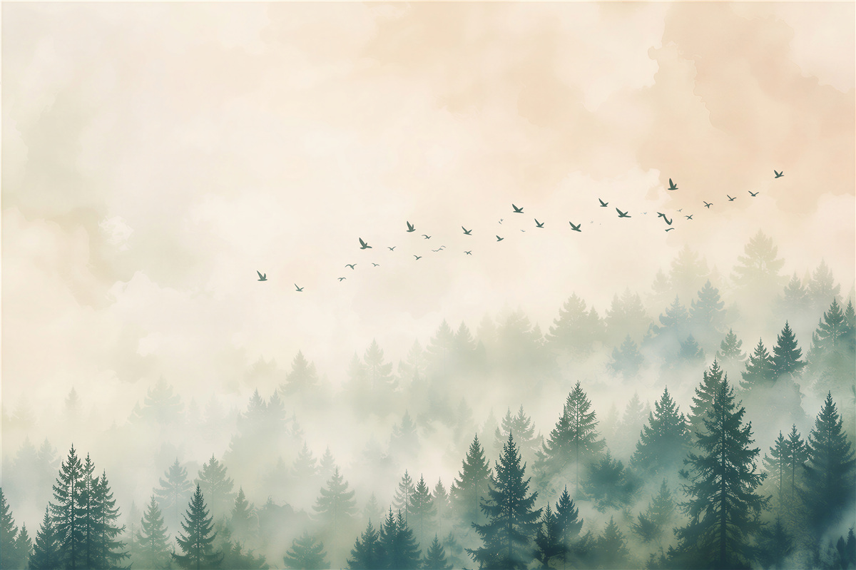 Papier peint Forêt Magique dans le Brouillard