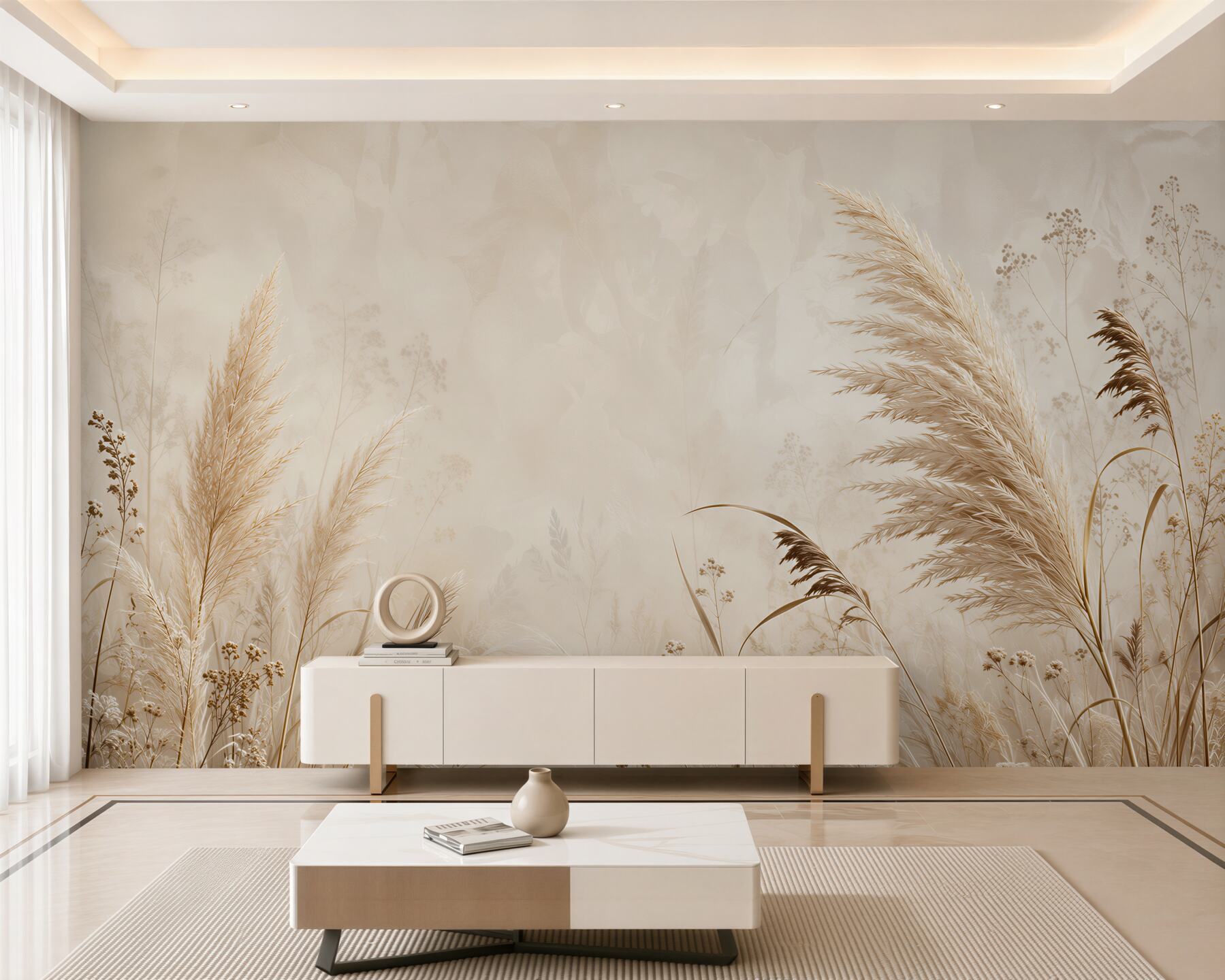 Papier peint Prairie en Beige