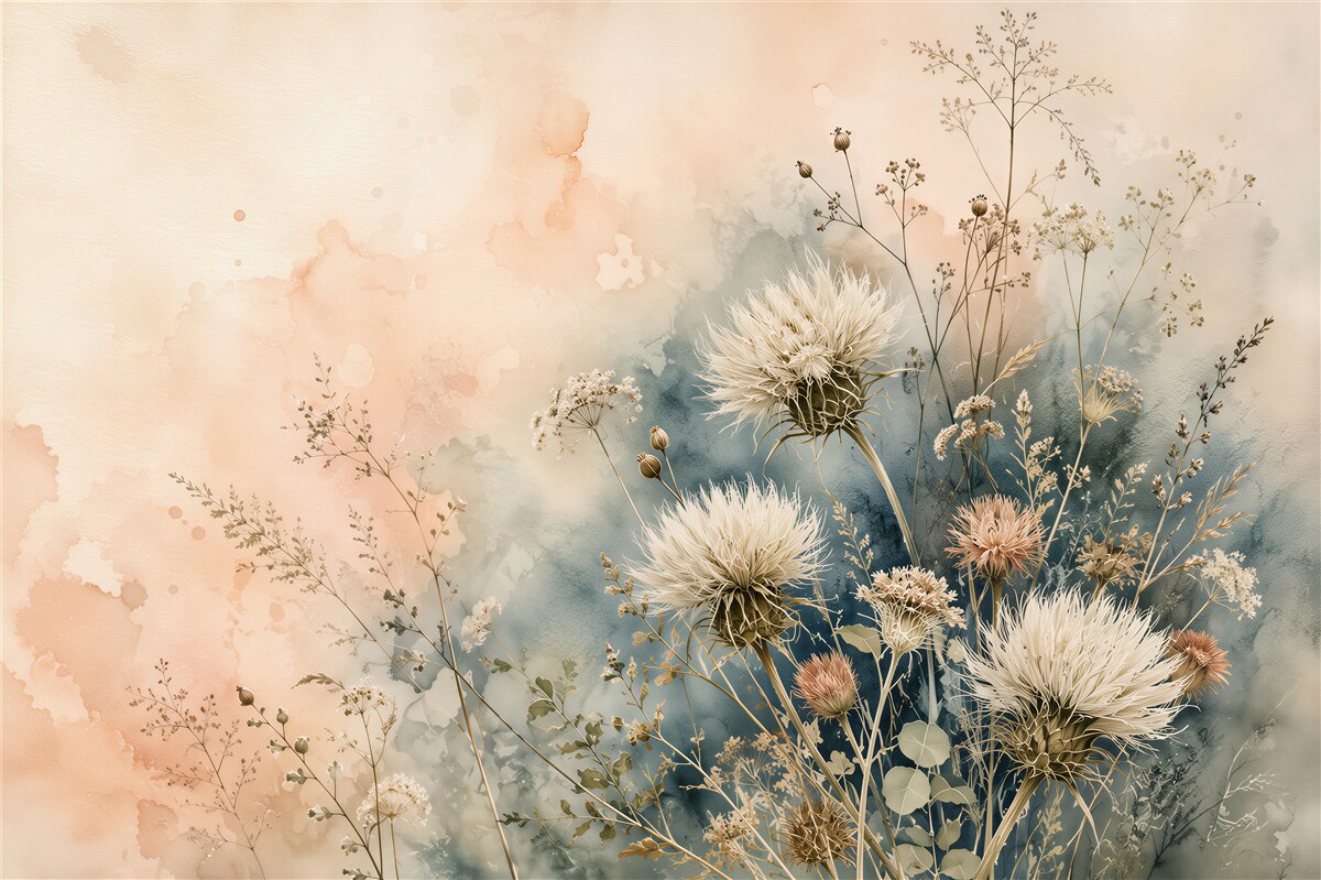 Papier peint Marguerites Aquarelle Délicates