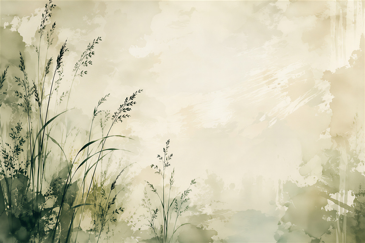 Papier peint Élégance Naturelle des Herbes Aquarelle