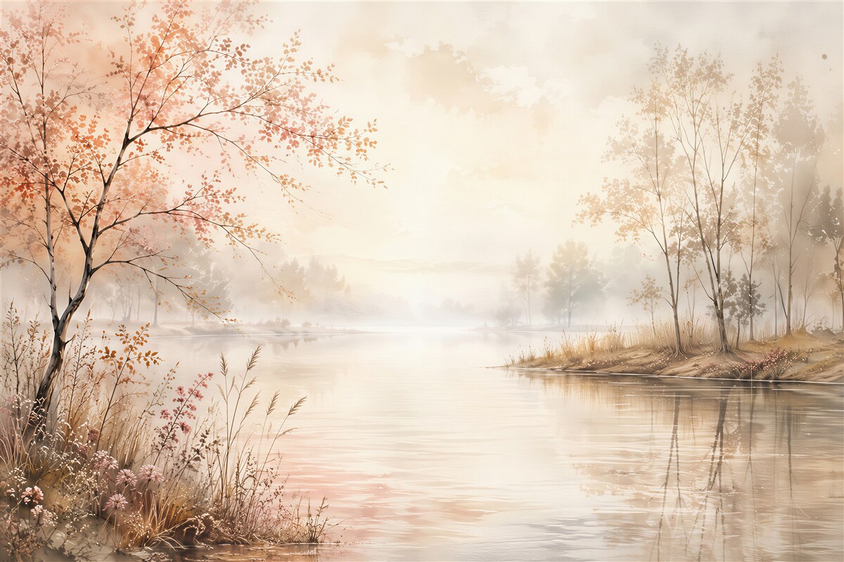 Papier peint Paysage d'Automne au Bord du Lac