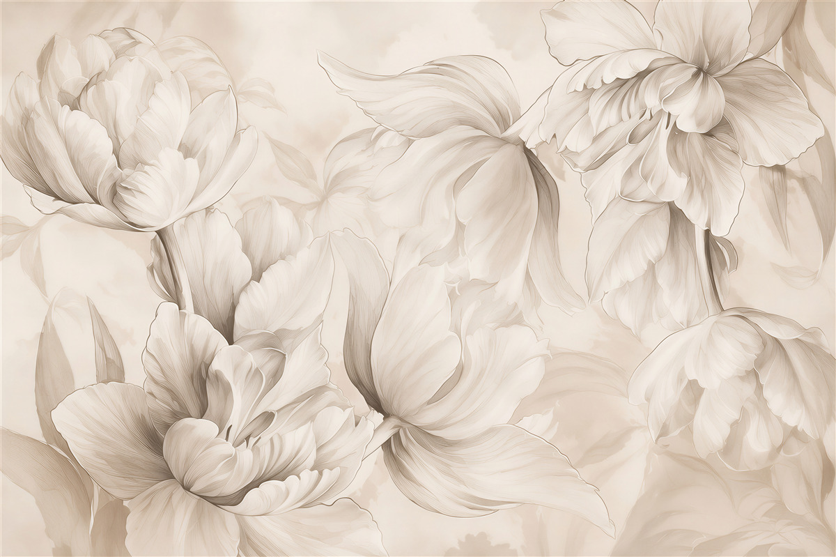 Papier peint délicates pivoine aquarelle