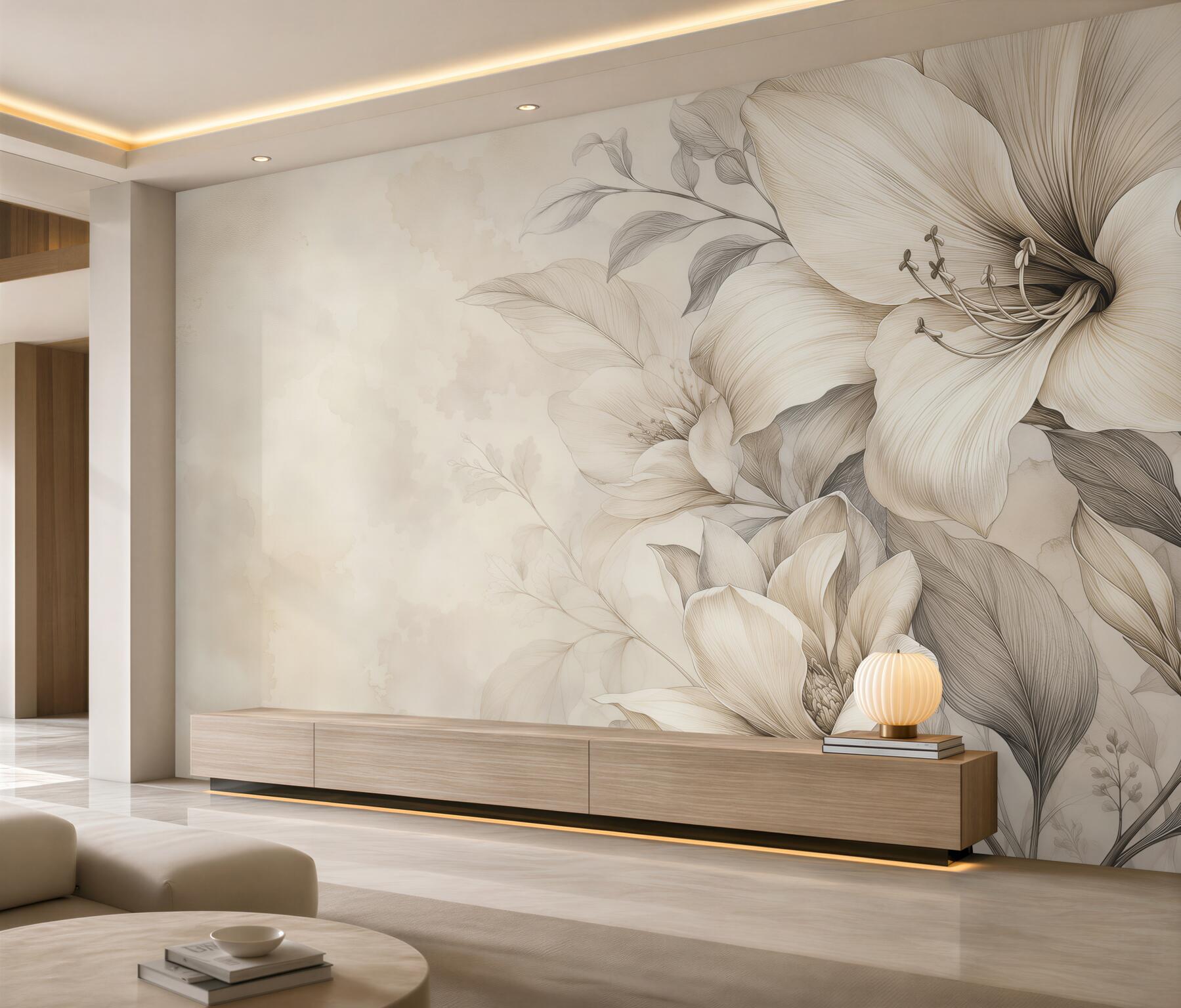 Papier peint élégant avec des magnolias