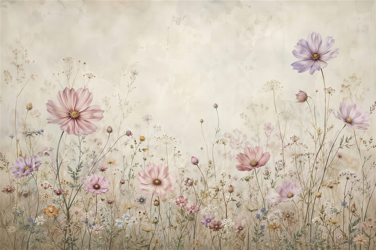Papier peint subtils marguerites en pastels