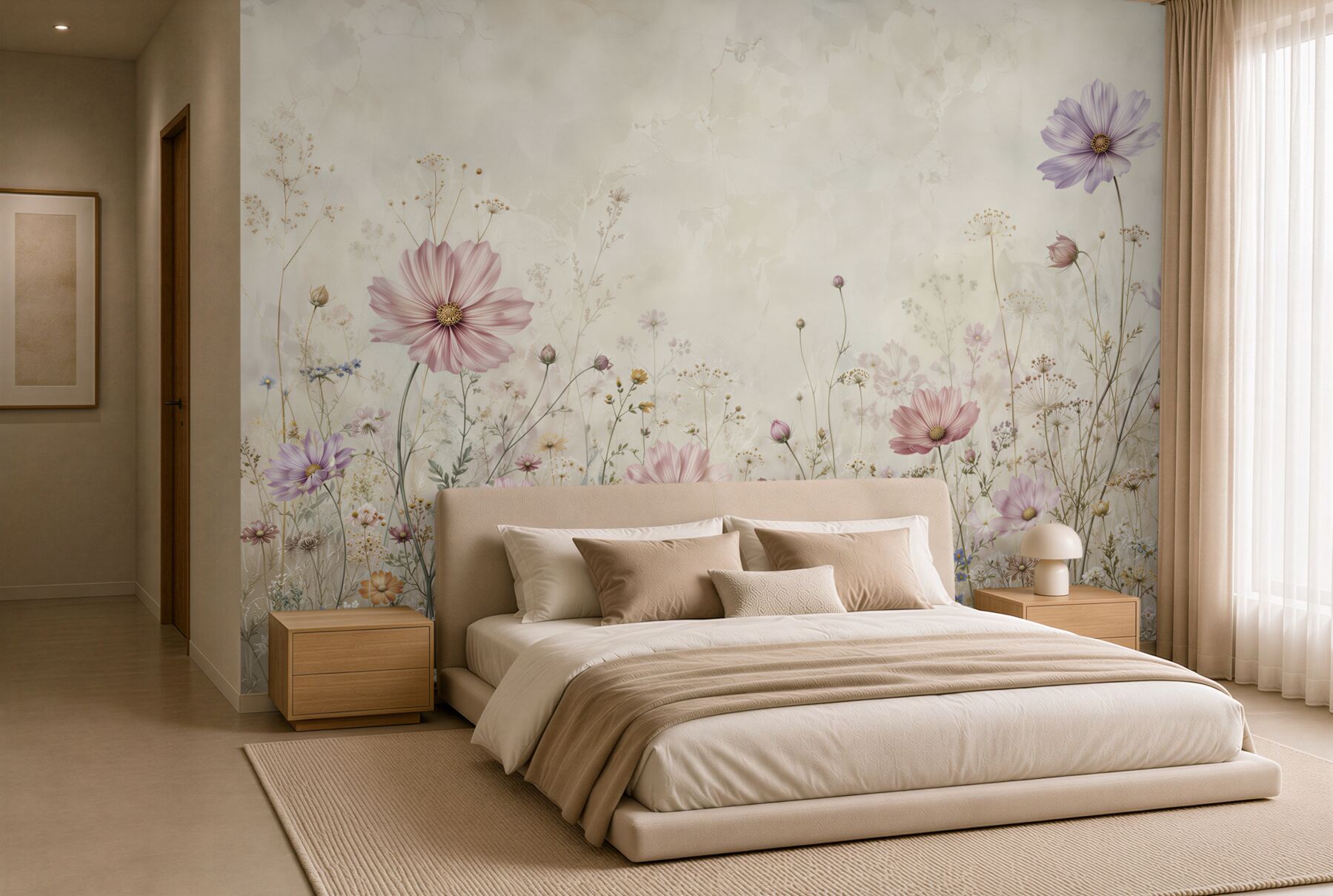 Papier peint subtils marguerites en pastels