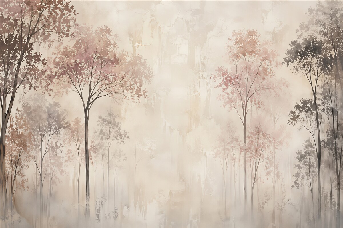 Papier peint forêt magique dans le brouillard