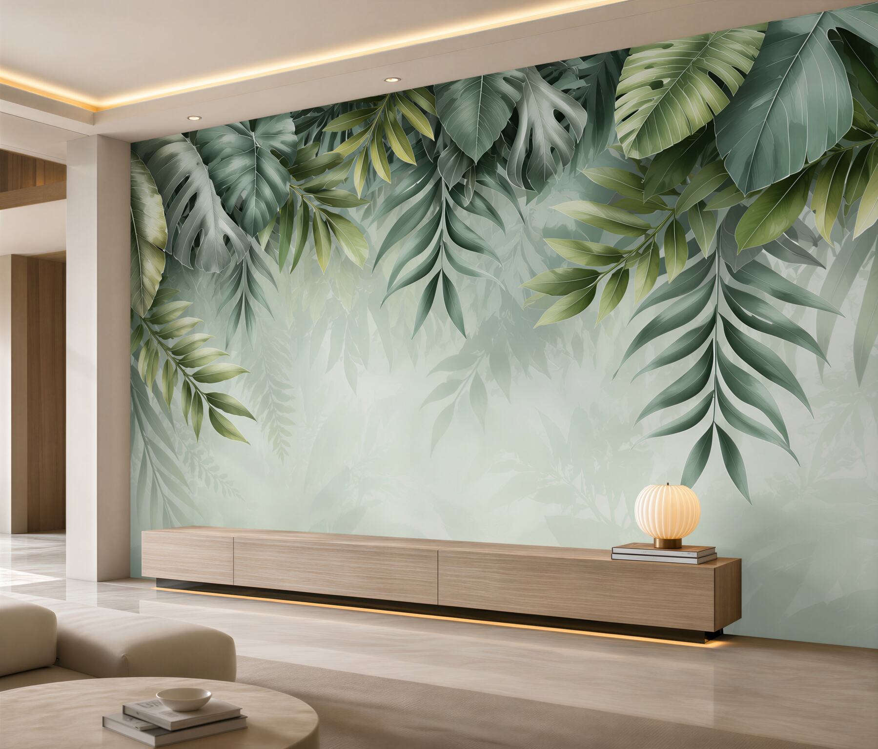 Papier peint grandes feuilles de jungle tropicale