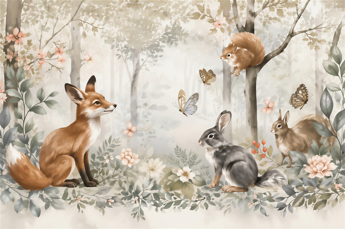 Papier peint rencontre d'animaux forestiers