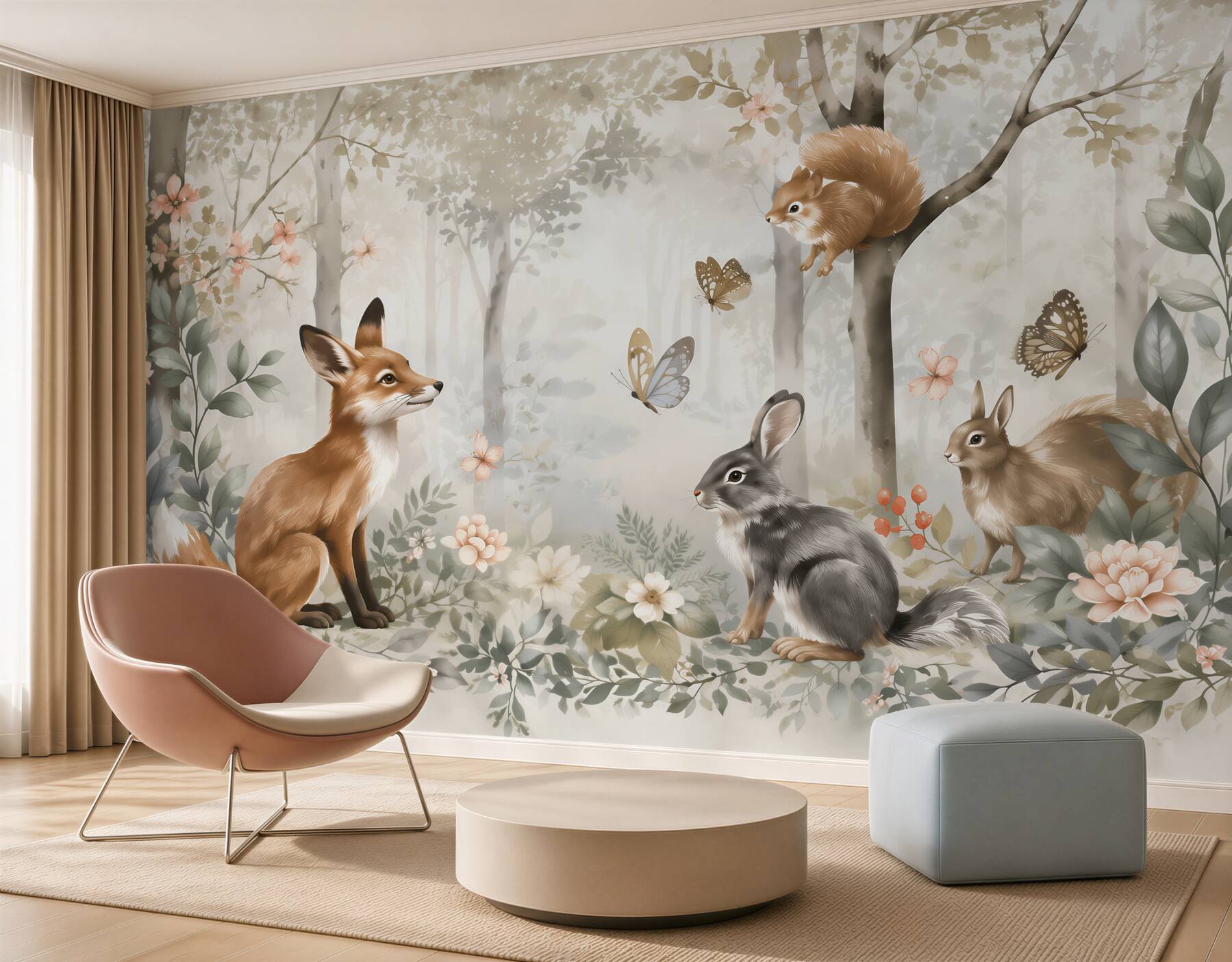 Papier peint rencontre d'animaux forestiers