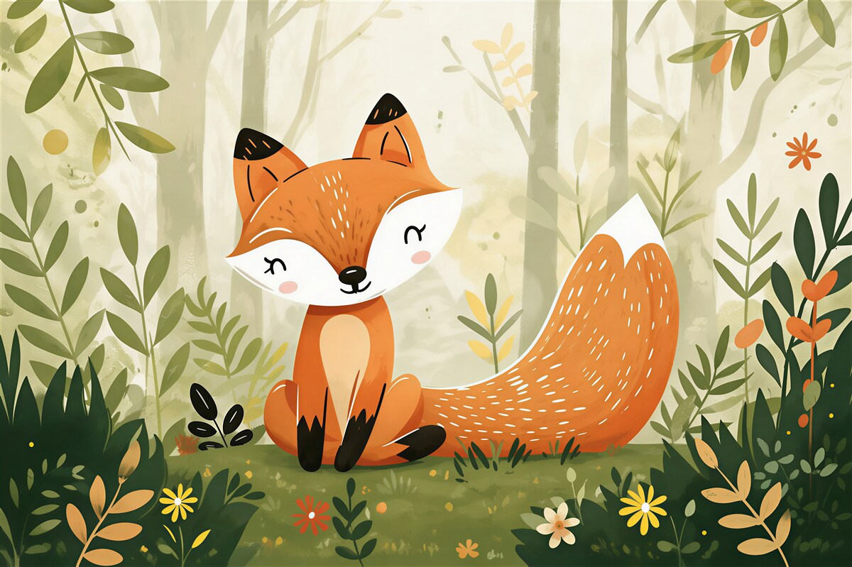 Papier peint Renard assis se reposant