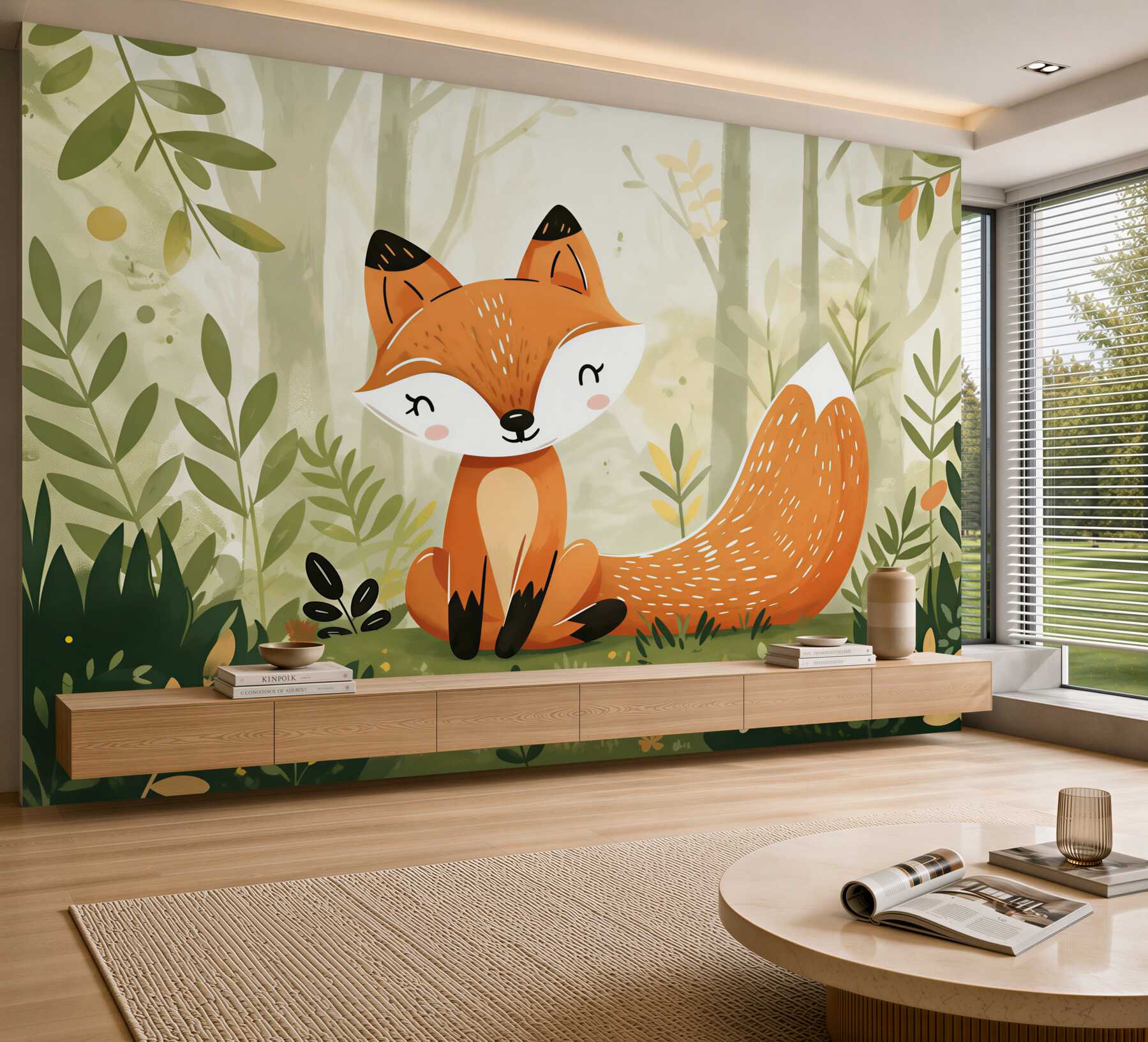 Papier peint Renard assis se reposant