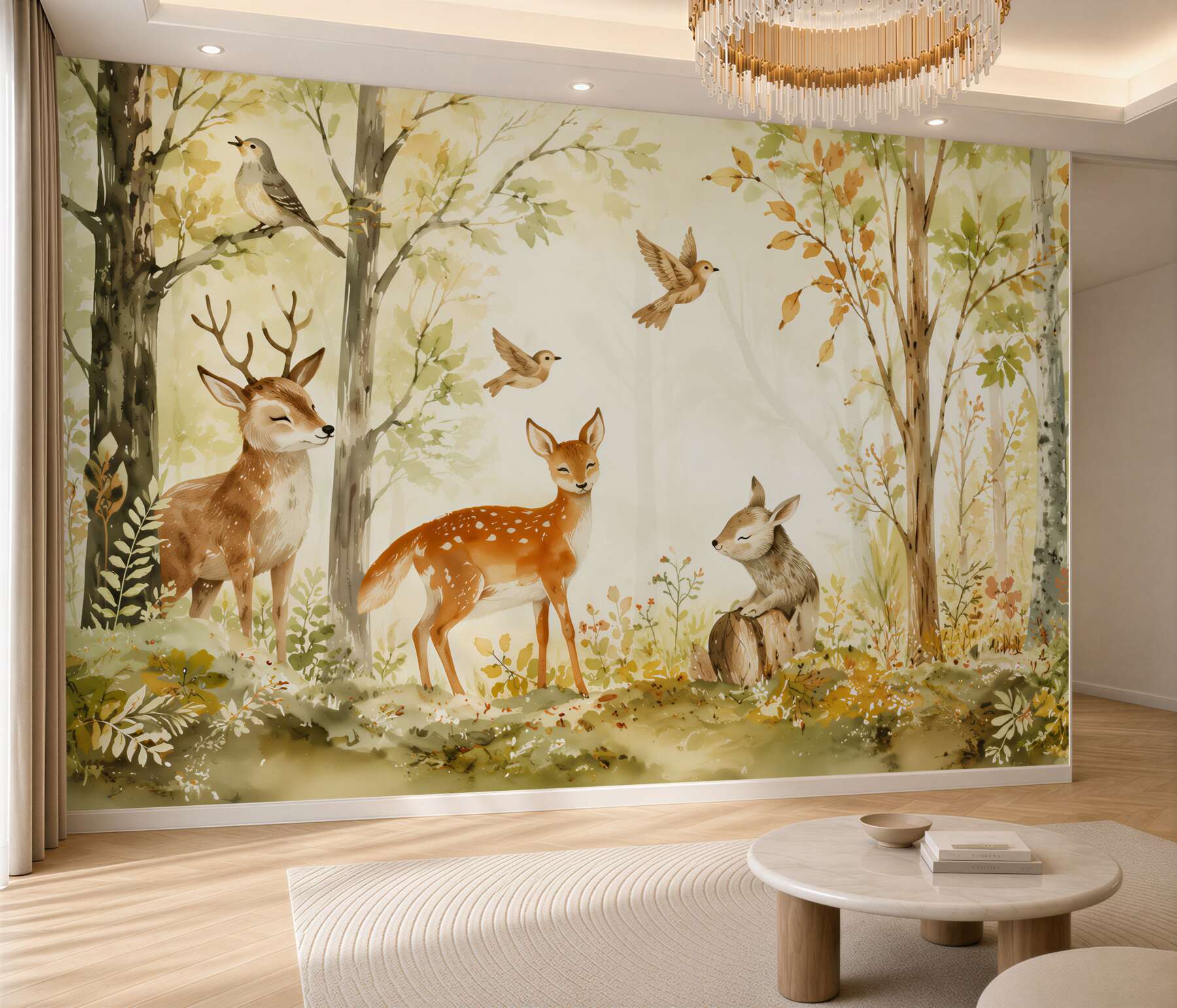 Papier peint Animaux et oiseaux dans la forêt