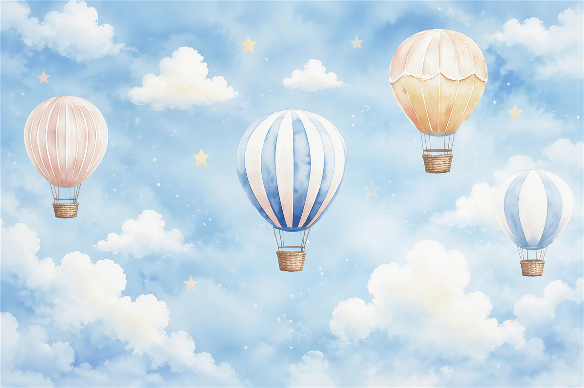 Papier peint Ballons dans le ciel avec des nuages