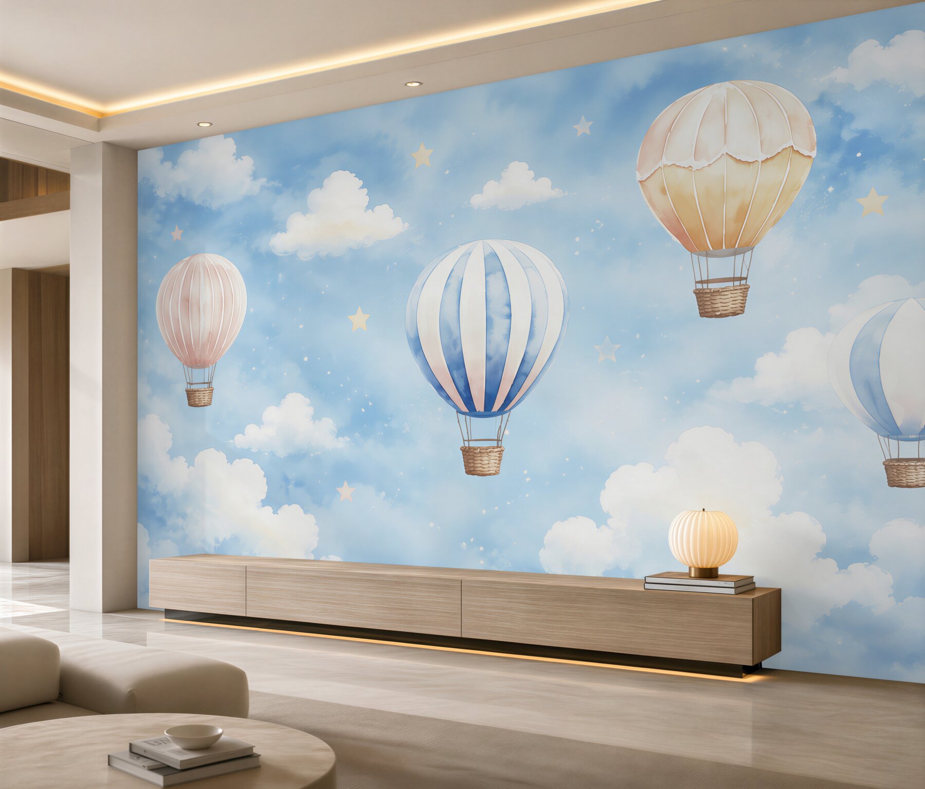 Papier peint Ballons dans le ciel avec des nuages