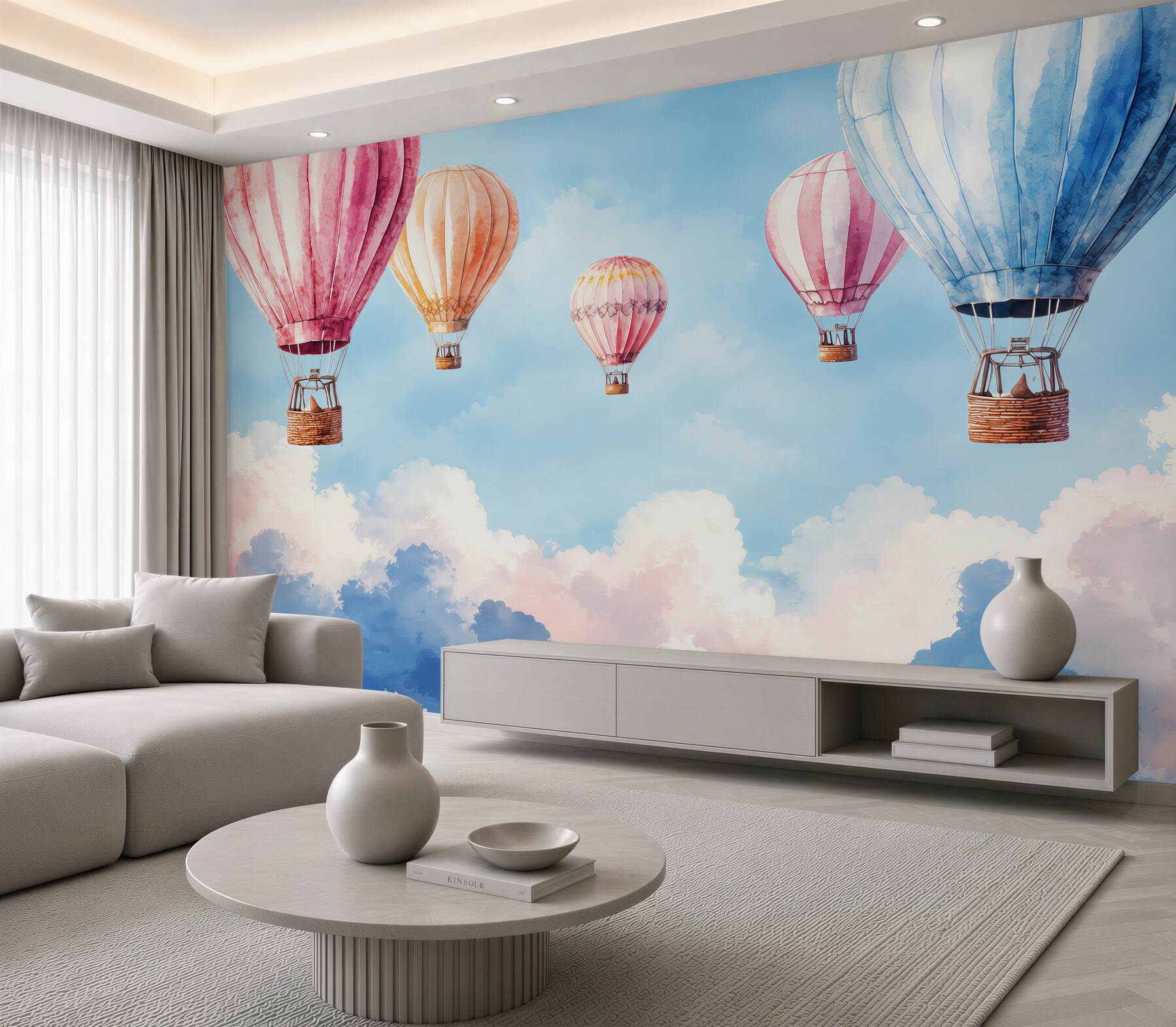 Papier peint Cinq ballons dans le ciel