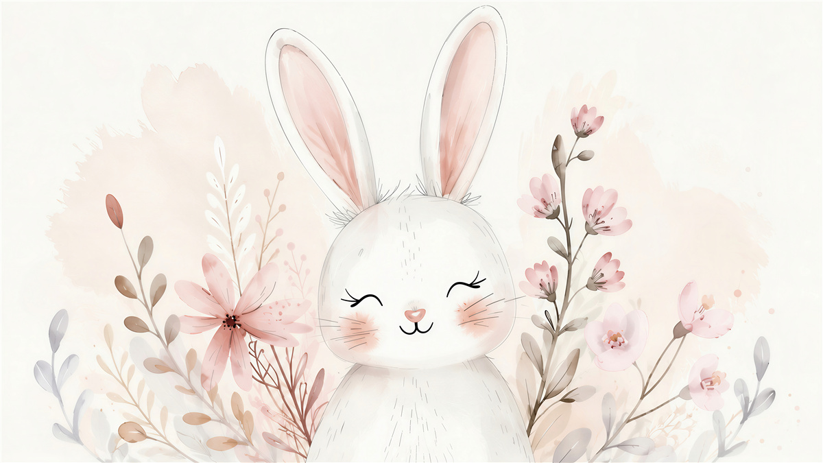 Papier peint Lapin souriant les yeux fermés