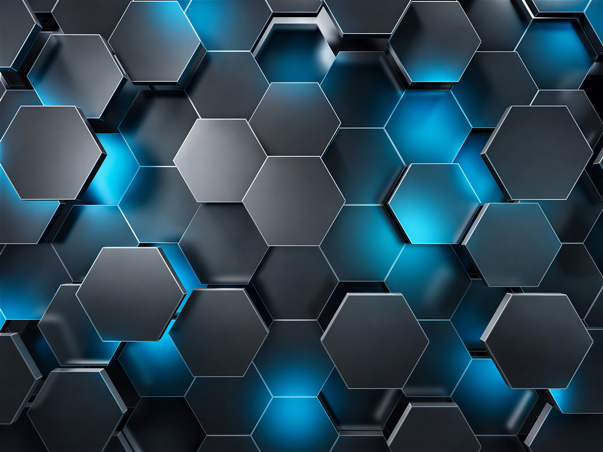 Papier peint hexagones bleus 3D