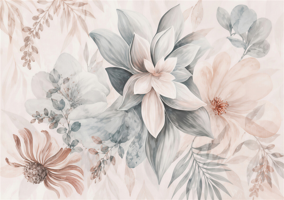Papier peint fleurs pastel
