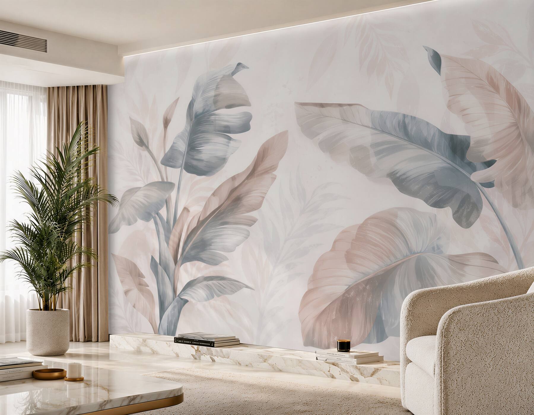 Papier peint feuilles de palmier tropicales