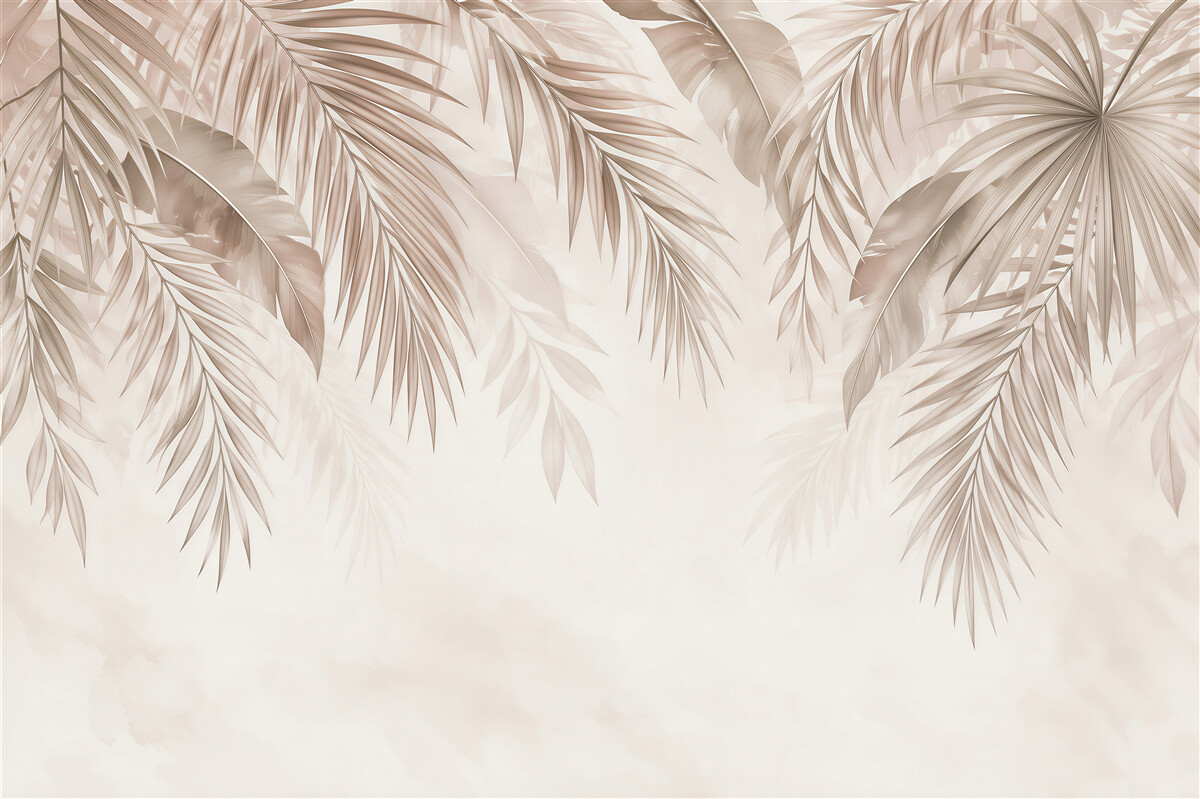 Papier peint branches de palmier brun clair