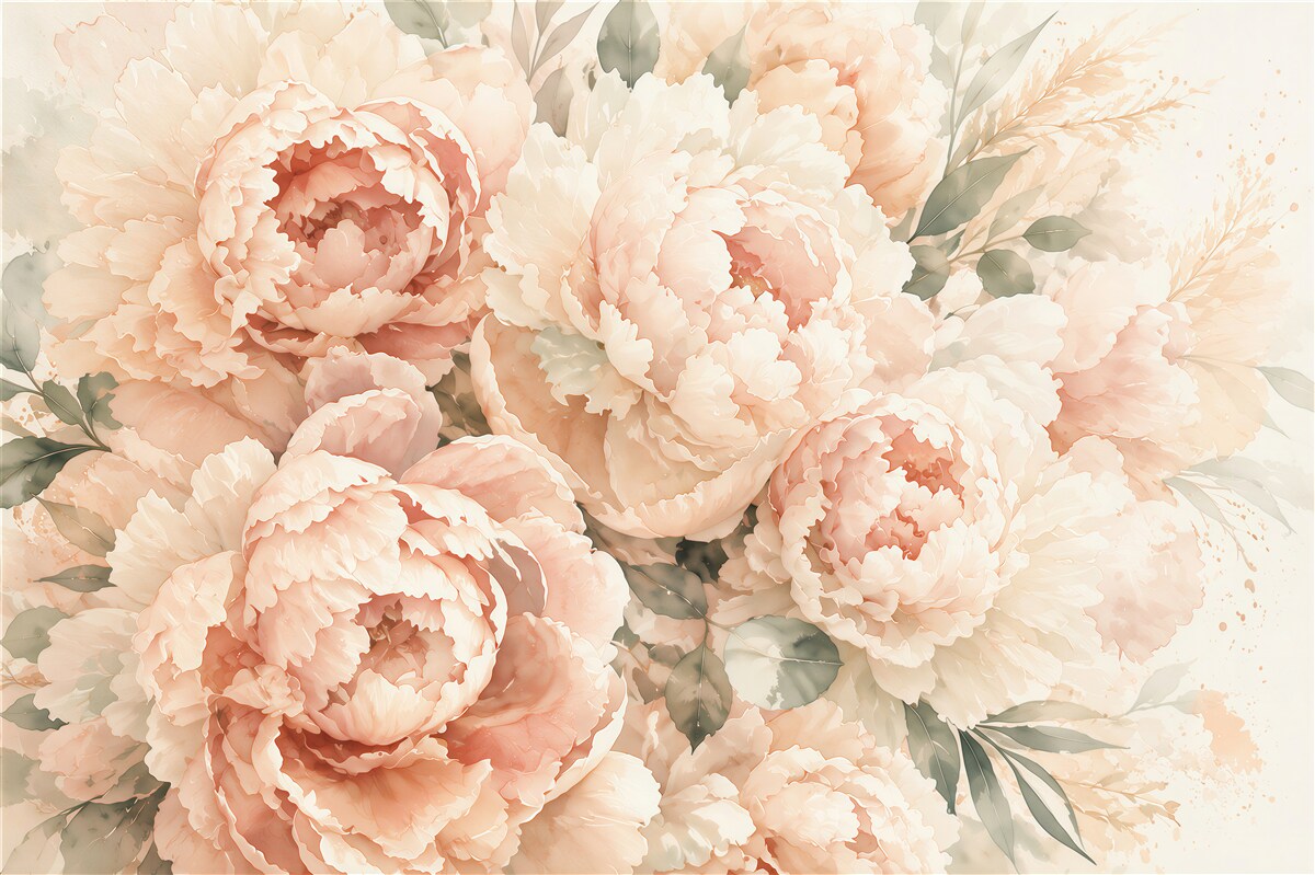 Papier peint pivoines crème