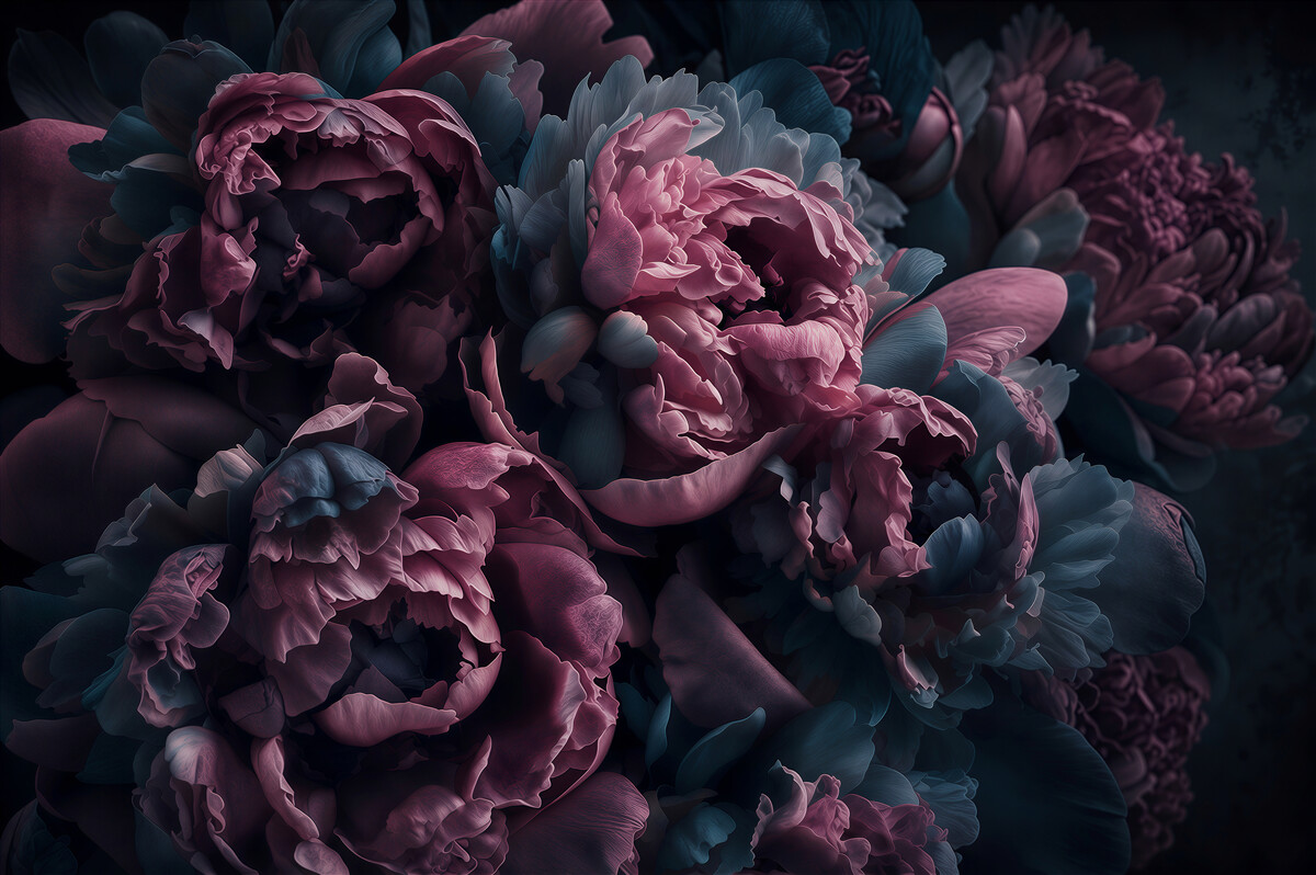 Papier peint pivoines sombres