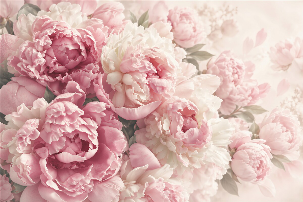 Papier peint pivoines roses