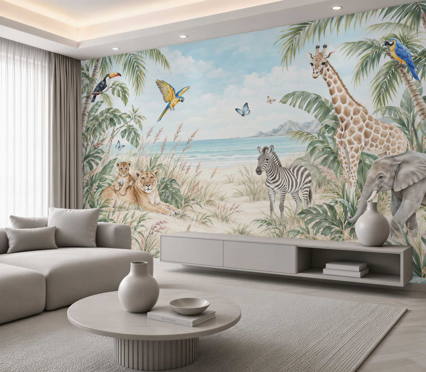 Papier peint divers animaux se dirigent vers les tropiques