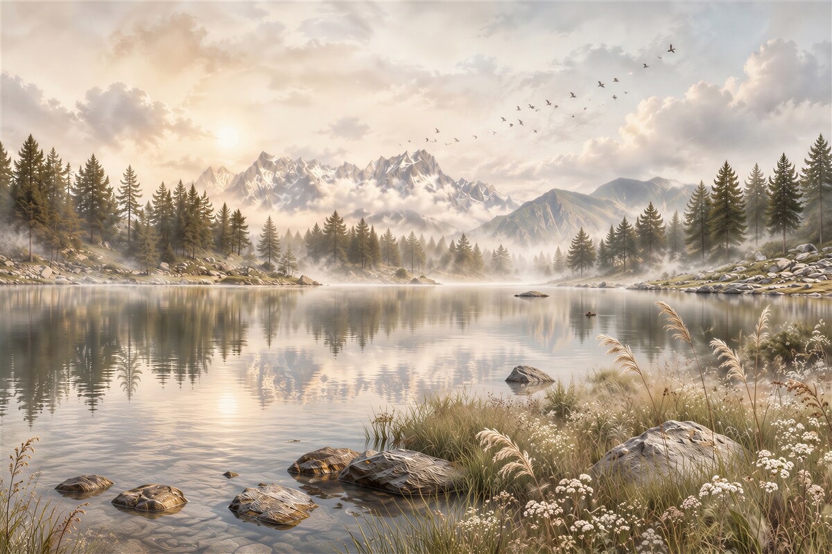 Papier peint paysage lac vue